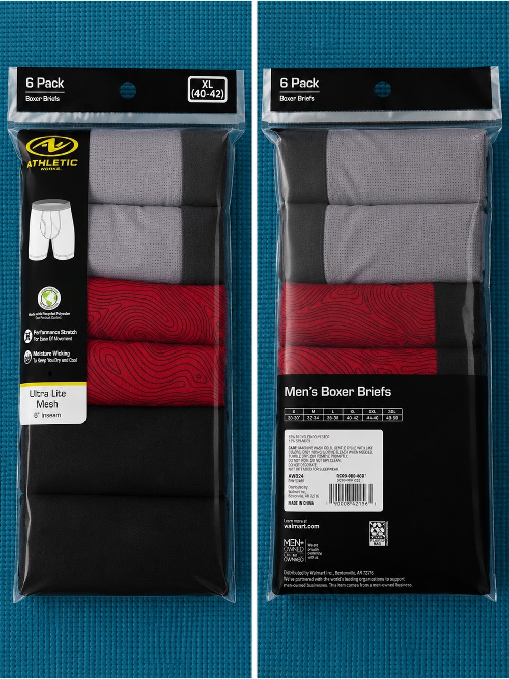 Brand New Athletic Works Men’s Boxer Briefs - 6 Pack (XL 40-42)